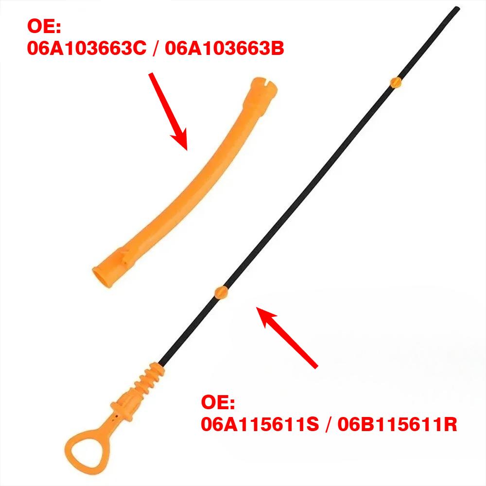 Engine Oil Dipstick for 2011-2015 Jetta CKJA Fits 1999-2006 Golf Passat EA113 Beetle 2.0L 8V /1.8T Replace 06A10366 06B115611R