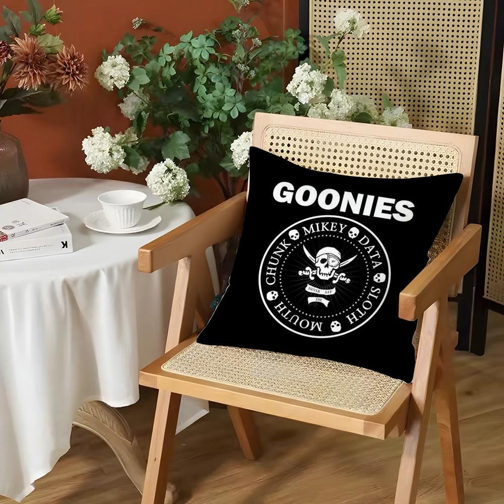 Movie GGoonies Cushion Cover Silky Short Plush Invisible Zipper Dustproof Sofa Pillow Case for Home Decor