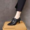 Pointed deep mouth single shoes women's autumn new lace-up stiletto women's shoes temperament sheepskin high heels