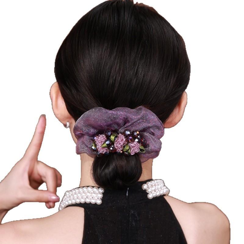 Blumen-Stirnband Organza Haarband Damen High-End Sinn Leichter Luxus Stil Dickdarmring Temperament Hochelastisches Gummiband Kopfblume