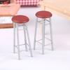 1Pcs Dollhouse Miniature Bar Stool Chair High Stool Doll House Mini Round Stool Pocket Stool Model Furniture Decor Kid Toy