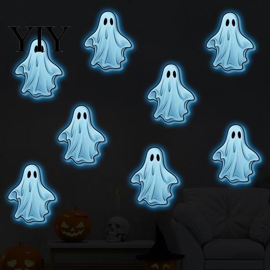Waterproof PVC Wall Decor Luminous Ghost Stickers for Halloween Decoration, Glow in The Dark Decals Removable Patterns Kids Windows And Glass