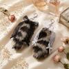 New Style Fluffy Tail Keychain Leopard Print Soft Bag Pendant Gift DIY Key Holder Backpack Decoration