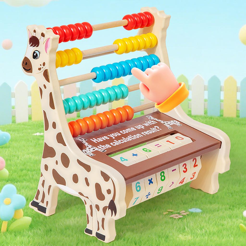 Wooden Giraffe Two In One Calculation Stand Multifunctional Educational Beaded Mathematics Early Education Toy