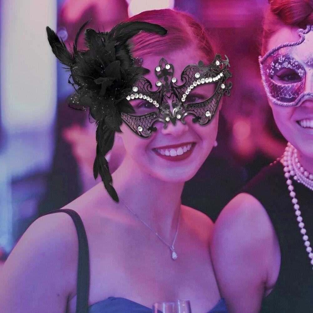Lightweight Halloween Masquerade Mask Feather Costumes Blindfold Black Mesh Mask  Music Festival