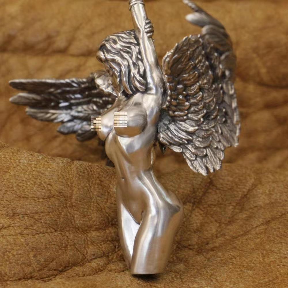 Vintage Silver Color Sexy Beauty Angel Pendant Necklace for Men Women Long Chain Necklace Hip Hop Jewelry Accessories Gifts