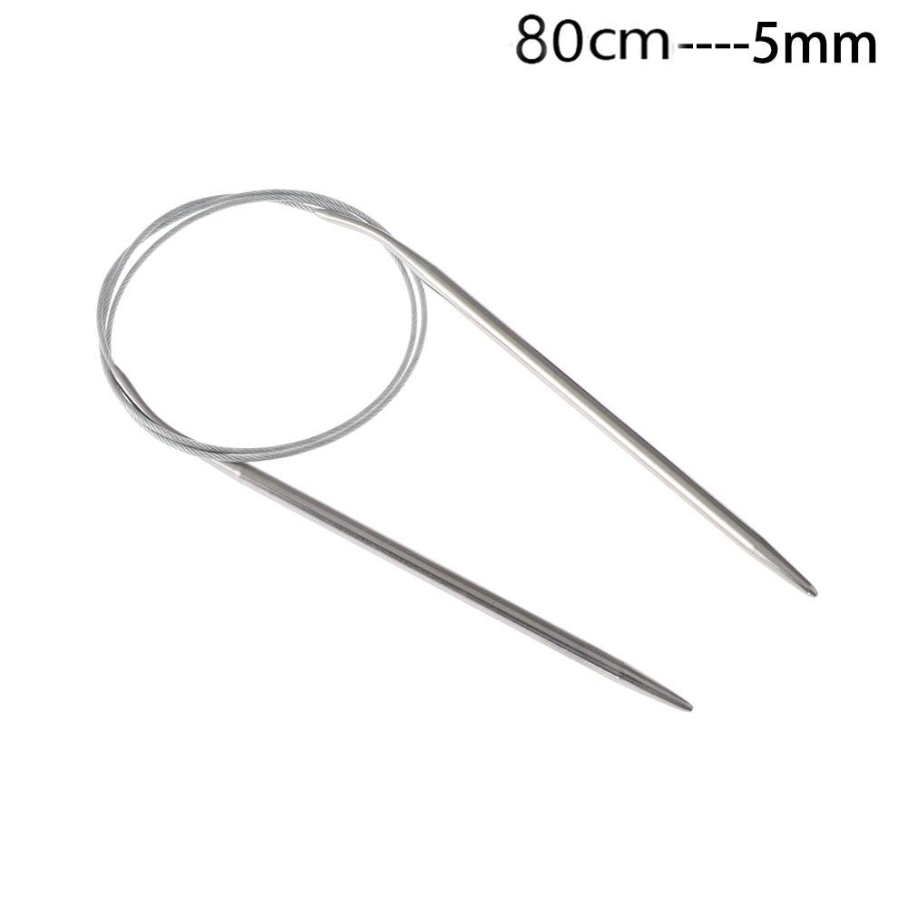 80/100cm Stainless Steel Circular Needle Round Weaving Knitting Needles Handmade Crochet Hook DIY Crafts Household Sewing Pins