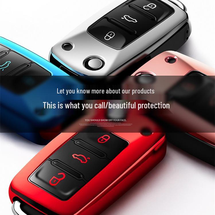 Volkswagen Key Case for Passat, Lavida, POLO, Bora, Tiguan, Sagitar - TPU Car Key Shell with Buckle
