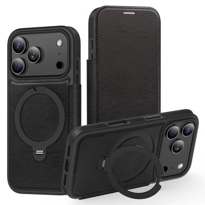 Applicable To IPhone17 ProMax Magnetic Snap Cell Phone Case Rotary Bracket Apple 16 Flip Leather Case Protection 15