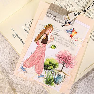 Mr Paper 200 szt./worek Seria Dziewczynka Pogodowa Aquascape Naklejki Wycinane Książka Materiały do Scrapbookingu DIY Ramka na Zdjęcia Kartka Dziennik