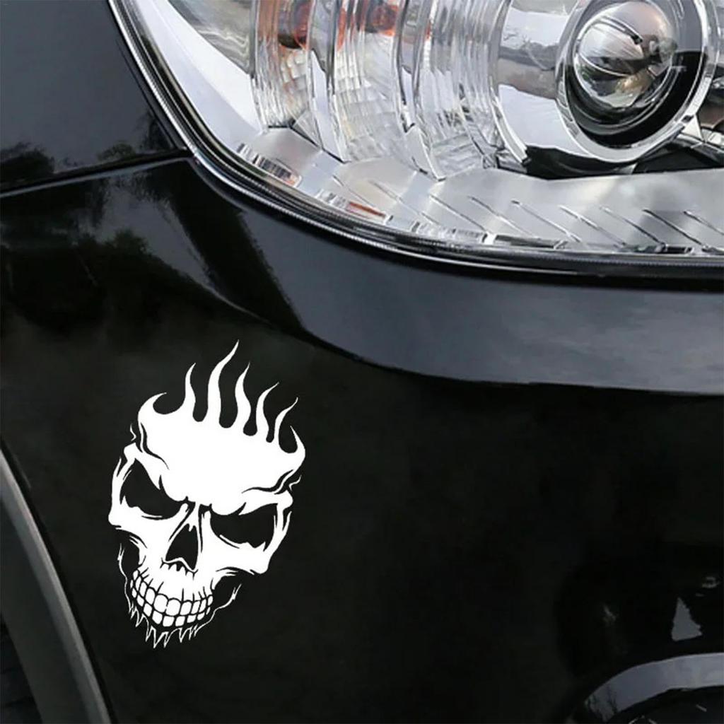 Auto Sticker Flame Skull Head Hood Car Paste Side Door Car Paste Flame Skull
