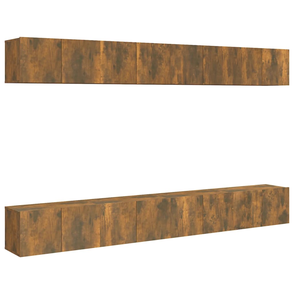 8 piece TV cabinet set smoked oak finish 60 x 30 x 30 cm engineered wood