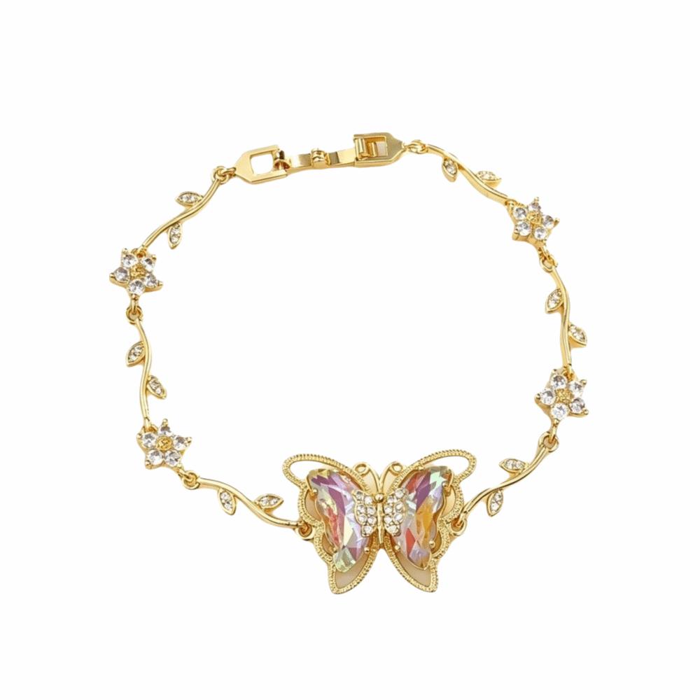 Multicolor Zircon Flower Bracelet Dreamy Aesthetic Flower Rhinestone Bracelet Women