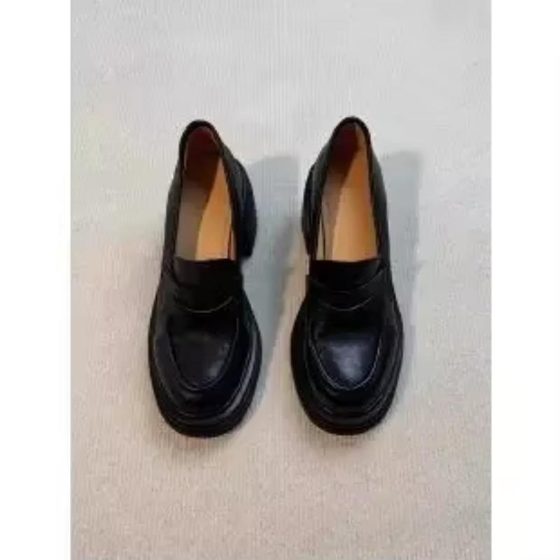 Женские кожаные мокасины на платформе, модные туфли без застежек на толстой подошве в стиле ретро, женские офисные туфли-лодочки, мокасины, женская обувь Мэри Джейн 37 чёрный