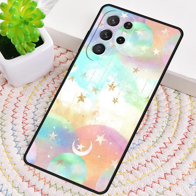 Moon Stars Pastel Silicone Phone Case For Samsung Galaxy Note 10 Pro S26 S25 S24 S23 S22 S21 Plus S25Ultra Capa Cover