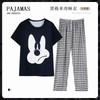 Cartoon Mickey Korean Plaid Control Pajamas Women's Summer Simple Casual Round Neck Short-sleeved Loungewear Suit Can Be Worn Outside