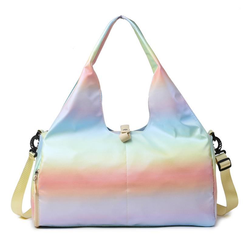 Gradient Color Nylon Gym Bag, Women's Elegant Shoulder & Crossbody Travel Bag, Stylish Pastel Sports & Fitness Duffel, Cute & Sweet Luggage Carry-On
