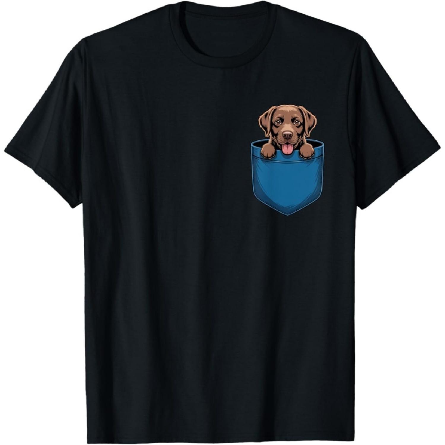 Милая карманная футболка для любителя лабрадора-ретривера, шоколадный лабрадор, мама S чёрный