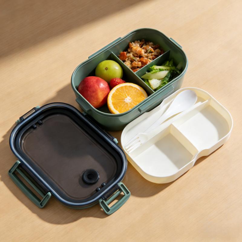 Portable Sealed Double Layer Leak Proof Bento Box with Cutlery Microwave Safe Kids Lunch Box Food Container Kitchen Accessory