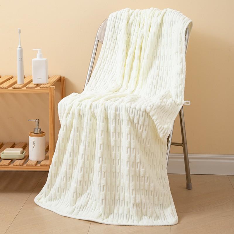 Deluxe Bamboo Fiber Velvet Bath Towel Set - Super Absorbent & Quick Dry Thickened Plush Spa Quality Coral Velvet Bath Towel