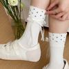 Lace Stockings Women'S Mid-Tube Autumn And Winter Sweet Lolita Long Tube Jk Mid-Leg Socks Black And White Polka Dot Luokou Literary Socks Cotton