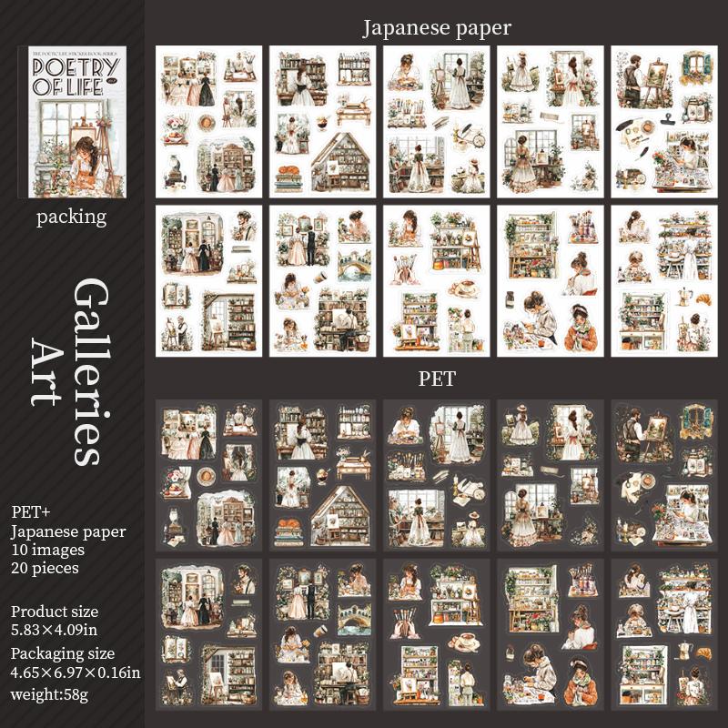 Poetic Life Series Vintage Character Landscaping Sticker Book Creative DIY Journal Material Collage Scrapbook Stationery