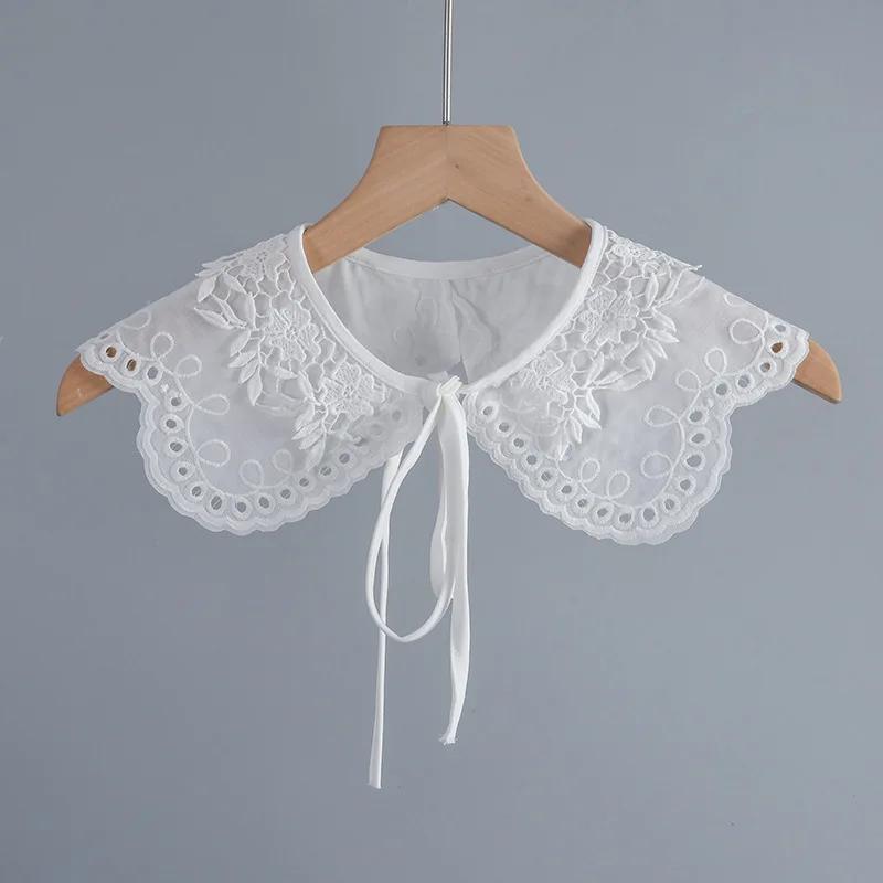 

Элегантный белый воротник рубашки для женщин, съемный воротник, шаль, накидка, воротник, ожерелье, шарф, вышивка, короткая шаль