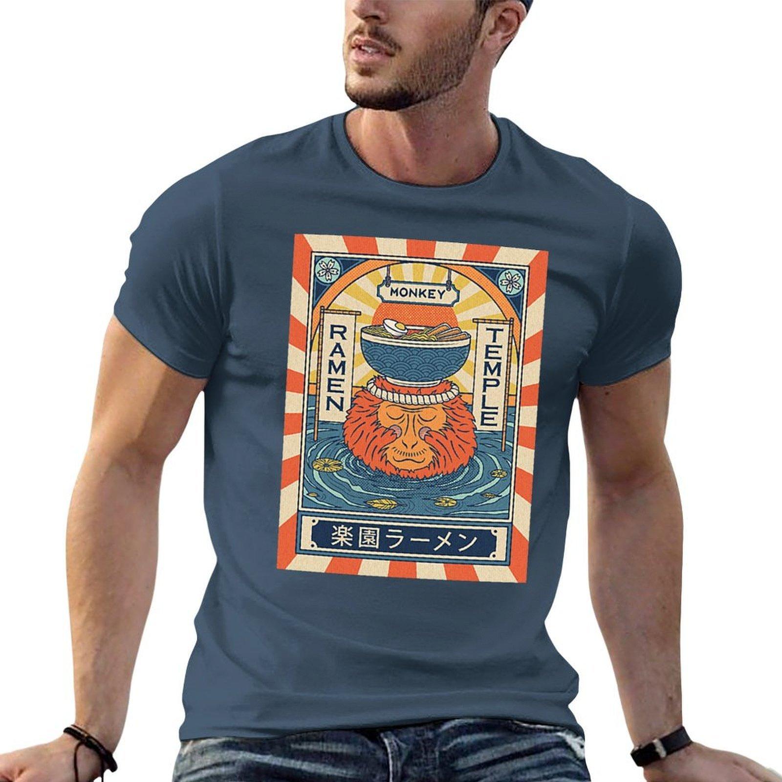 Raunisex Temple Monkey Tshirt Novelty Print Casual Tee Shirt S