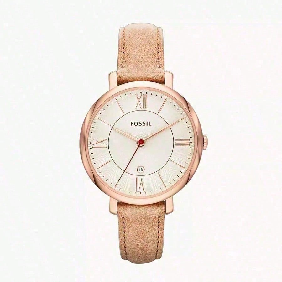 Женские кварцевые часы Fossil ES3487 на бежевом кожаном ремешке, аналоговые, оригинал ZZ178 белый