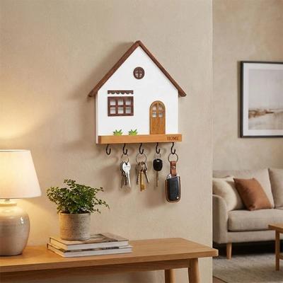 5-Haken-Design Dekorative Haken Hausform Schlüsselbrett Kunstdesign Schlüsselhalter Büro