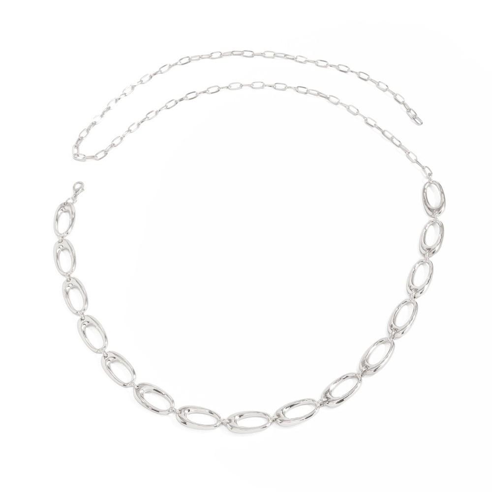 Retro Boho Punk Metall Körperkette Elliptische Form Minimalistische Taillenkette Unregelmäßige Hohlkörperketten Schmuck Damen Mode