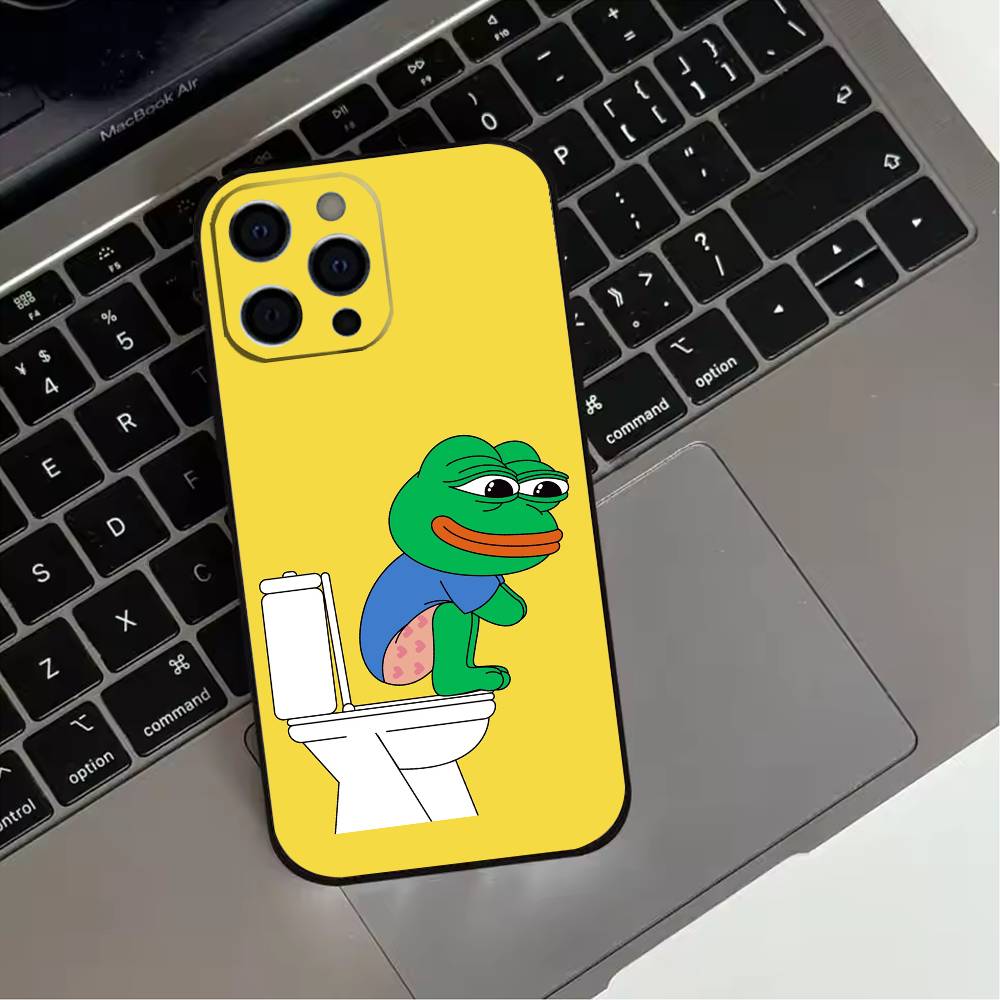 Funny P-Pepe Frog Sad  Phone Case For iPhone 17,16,15,14,13,12,11 Plus,Pro Max,XS,Soft Silicone Black Cover
