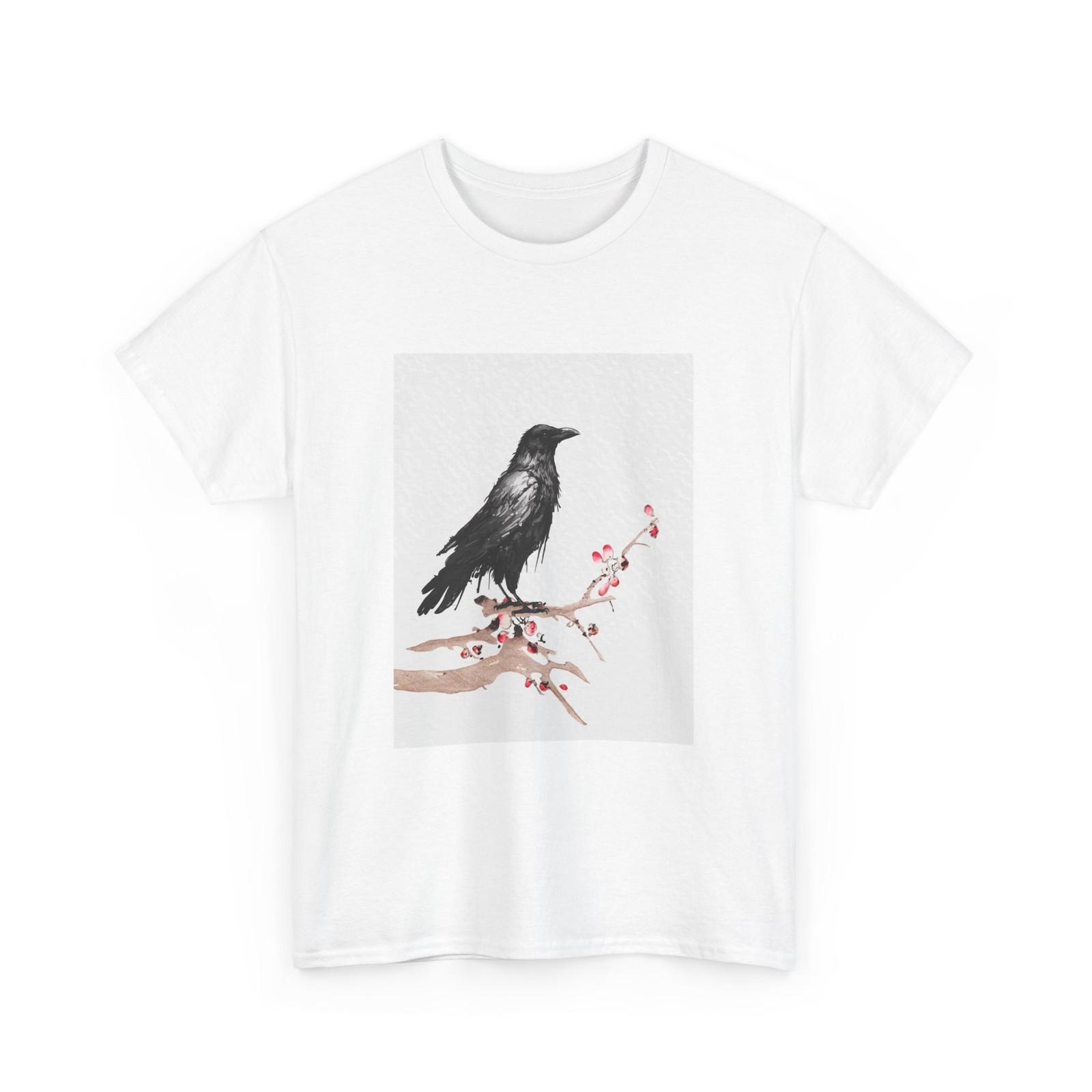 Crow Japanese Art T-Shirt Mens Womens Tees Top, Raven Japanese Kyosai Woodblock Women Men Shirt M