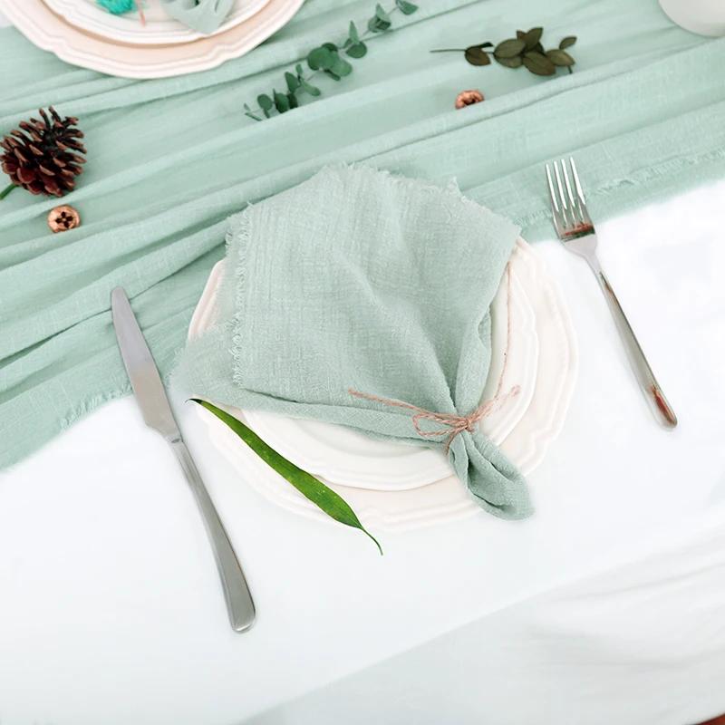 Alergări de masă de Crăciun din tifon de bumbac rustic, din pânză de pânză, textura de bavură retro, accesorii de nuntă vintage, lenjerie de decorațiuni pentru casă