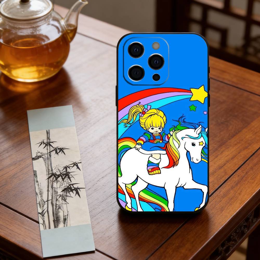 Cute Retro Rainbow Pony Phone Case For iPhone 17,16,15,14,13,12,11 Plus,Pro Max,XS,Soft Silicone Black Cover