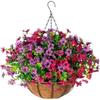 Realistic Artificial Hanging Baskets Outdoor, Artificial Plants Outdoor, Fake Flowers for Garden Patio Balcony (B)