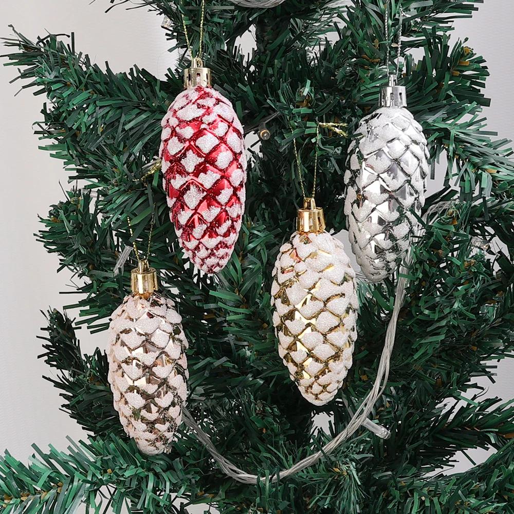 5Pcsbox Christmas Ball Ornaments Pine Nuts Ball Decor Christmas Tree Hanging Pendant Xmas New Year Party Garden Decor Supplies