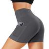 High-Waist Fitness-Shorts mit Po-Lifting und Taschen - Dreiviertel-Formende Hose mit Nude-Gefühl