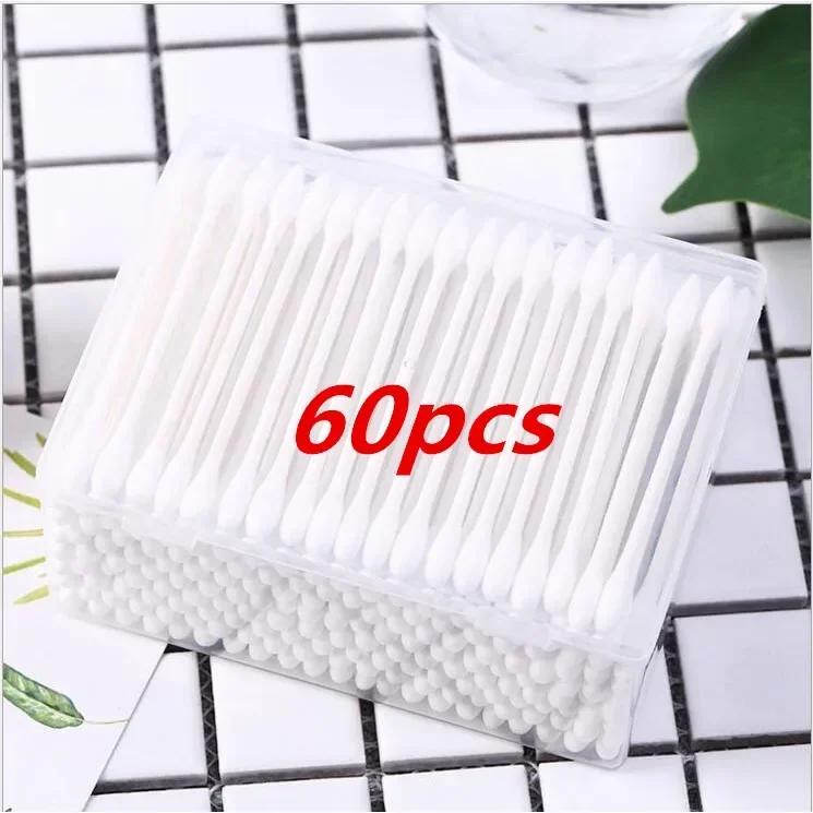 

60 шт./коробки одноразовые двухсторонние ватные палочки для чистки ушей чистящие средства для ухода за здоровьем чистящие средства для макияжа красота макияж 60pcs