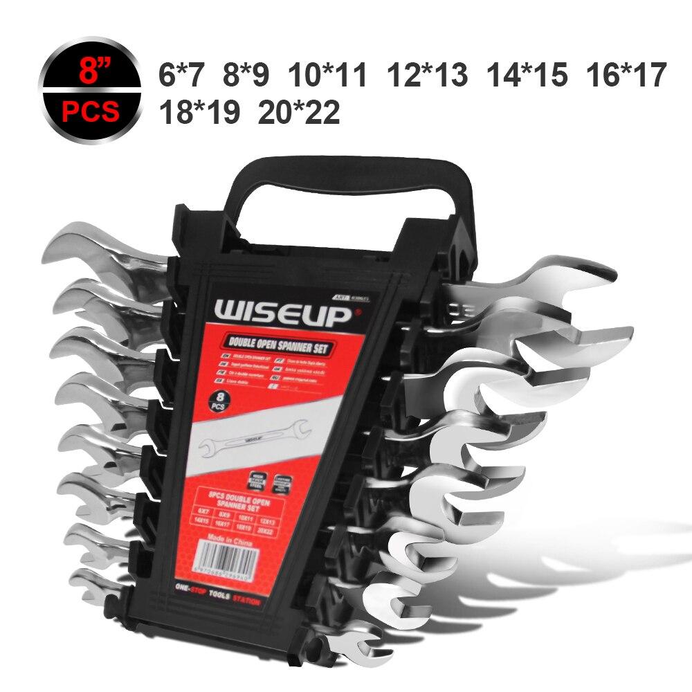 

Набор комбинированных ключей WISEUP, 8 шт., набор метрических ключей Cr-V с пластиковым лотком, зеркальный набор гаечных ключей с двойным отверстием для авторемонта 8pcs