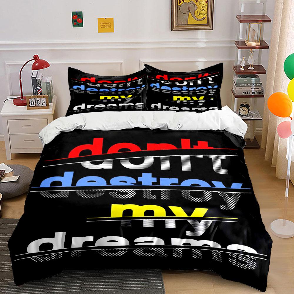 Bold multicolor text design. Bedding sets Duvet cover sets Duvet covers Pillowcases(1 * Duvet Cover 2 * Pillowcases without duvet insert)