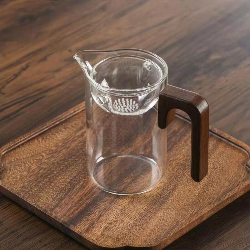 Jialang Heat-Resistant Glass Tea Server with Wooden Handle & Filter