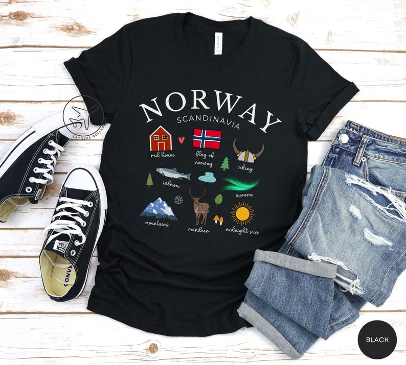 Norway Doodle Shirt Norway Graphic Tee Norwegian Aesthetic Tshirt Norway Travel Gift Idea Unisex Tshirt