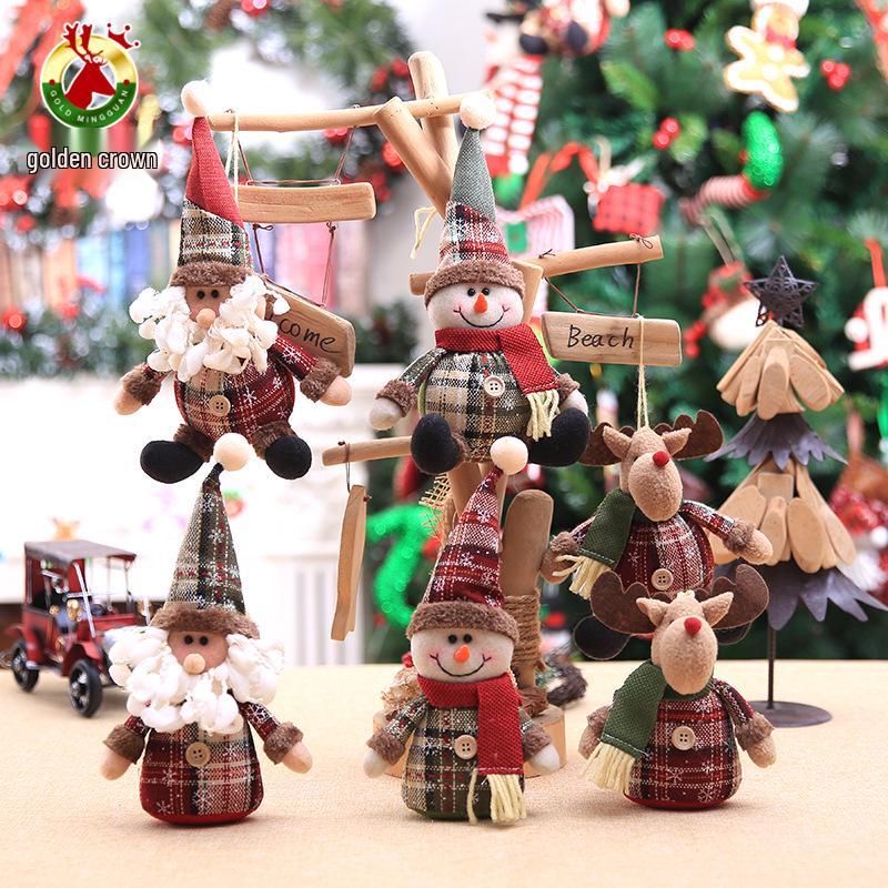 Cartoon Doll & Snowflake Plaid Christmas Tree Ornaments - Children's Holiday Gifts