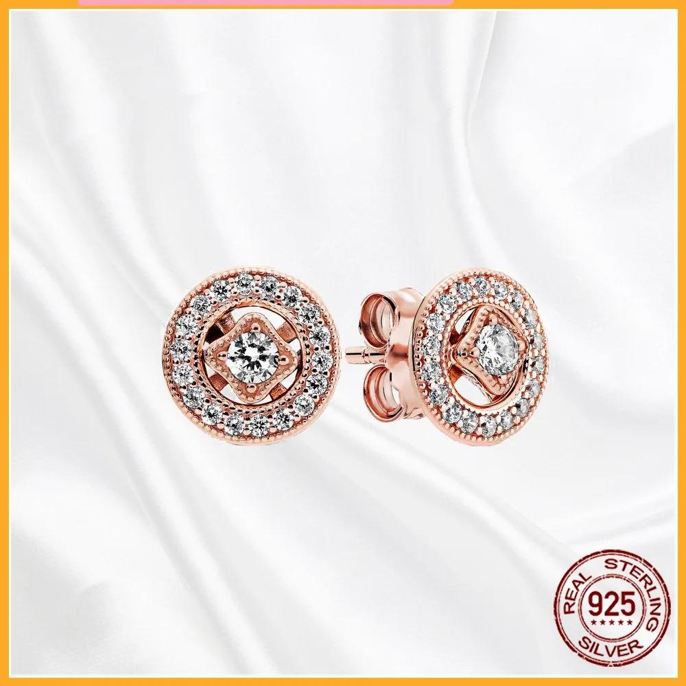 925 Silver Heart Hoop Earrings Sparkling Original Jewelry Gift for Women