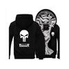 Elegant Punisher Unisex Skull Winter Fleece Jacket Coat With Plush Warm Hoodie