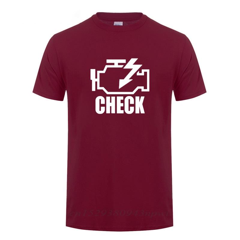 Mechanic Auto Repair Check Engine Light T-Shirt Funny Birthday Gift For Men Daddy Father Husband Short Sleeve Cotton T Shirt Tee
