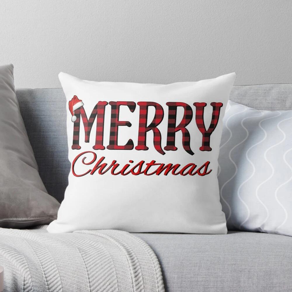 Merry Christmas Decoration Home Pillowcase Cushion Cover Holiday 40X40Cm Modern Living Room Sofa Bed Autumn Hat White