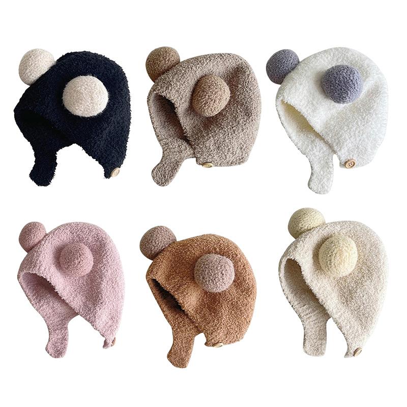 Pompom Baby Winter Hat Fleece Warm Infant Bonnet Newborn Beanie Cute Toddler Cap Baby Boys Girls Accessories Kids Hats 3-24M