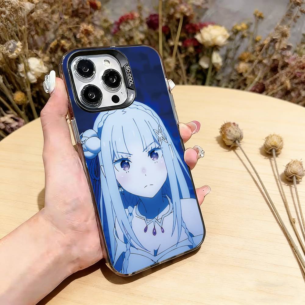 

ReZero Emilia Phone Case For iPhone 17,16,15,14,13,12,11 Plus,Pro Max,XS,Colorful Silver Black Cover iPhone16